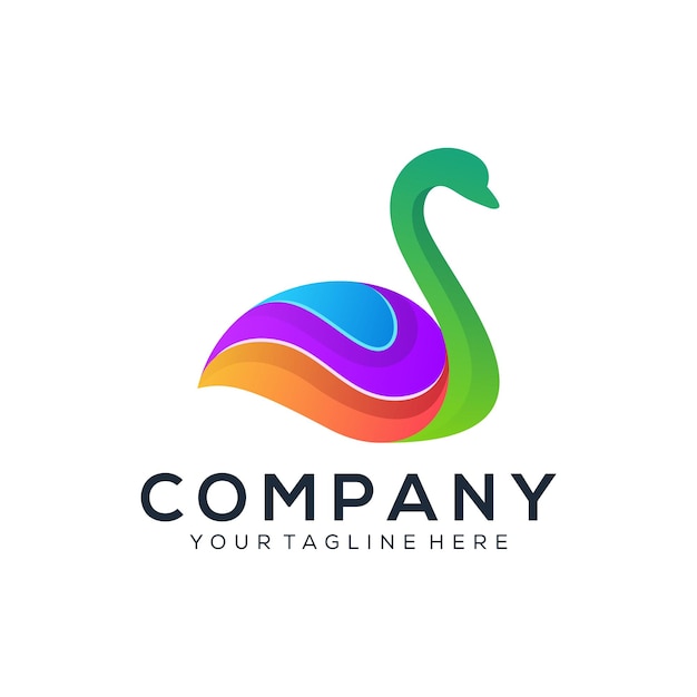 Un cisne colorido con un gran diseño colorido.