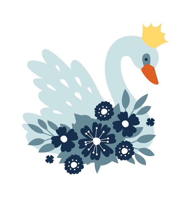 Cisne Con Flores Y Corona