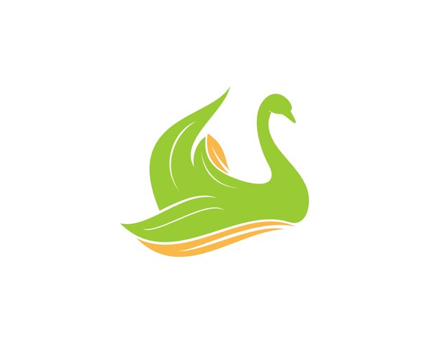 Cisne con ilustración de vector de hoja verde naturaleza