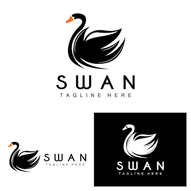 Cisne Logo Ave Animal Diseño Pato Logo Producto Marca Etiqueta Vector