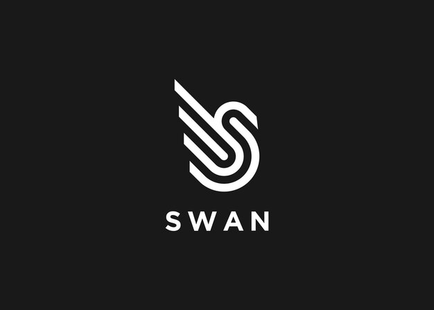 cisne logo diseño vector silueta ilustración