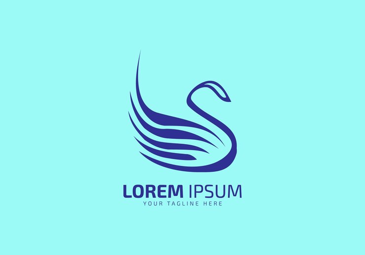 Vector cisne mínimo abstracto y lineal logo vector icono forma de pato aislado