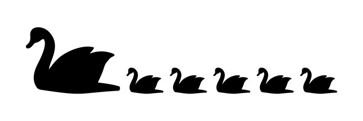 Vector un cisne negro con un fondo blanco que dice cisne en él