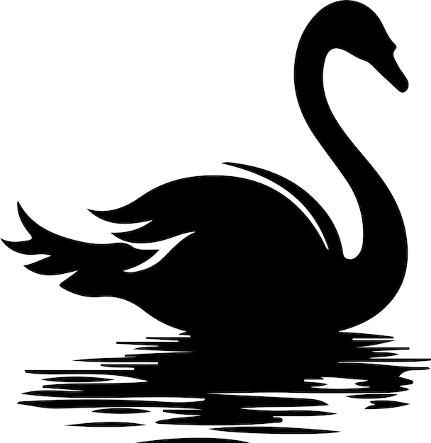 cisne negro silueta negra con fondo transparente