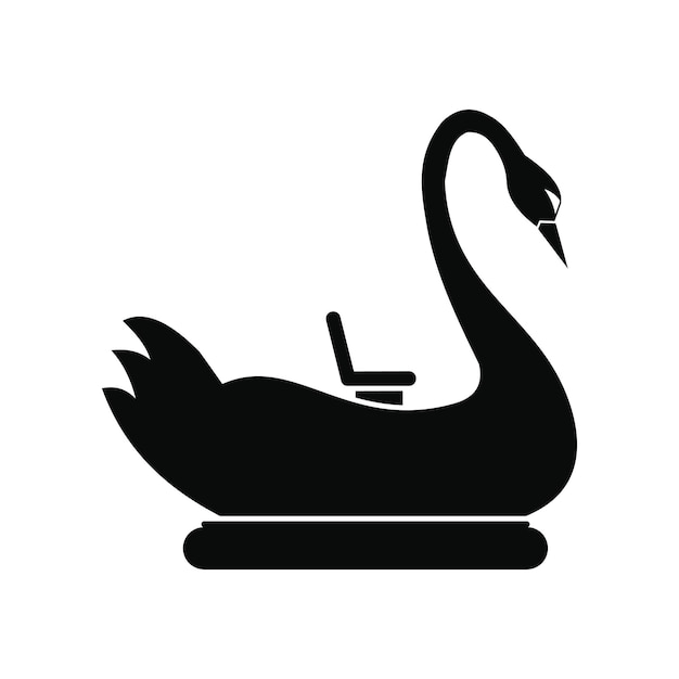 Cisne niños carrusel negro simple icono aislado sobre fondo blanco