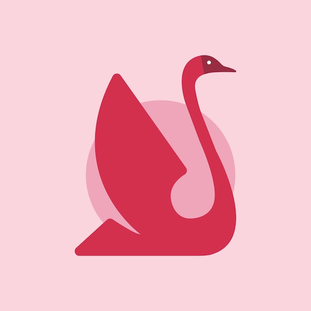 Vector un cisne rojo con un fondo rosa.