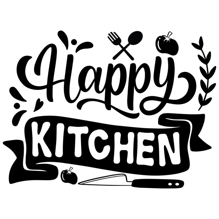 Cita de cocina Happy Kitchen Letrado pegatina de cocina