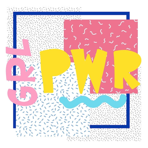 Vector cita corta de grl pwr girl power ilustración linda simple para ropa de bolsa de impresión perfecto para pegar en la pared del teléfono de la computadora portátil en todas partes eslogan feminista moderno la última tendencia del tatuaje