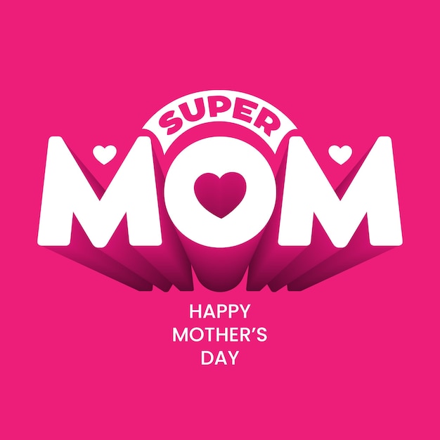 Cita de diseño de camiseta de súper mamá para el Feliz Día de la Madre Tarjeta de felicitación del día de la madre con errores tipográficos en negrita