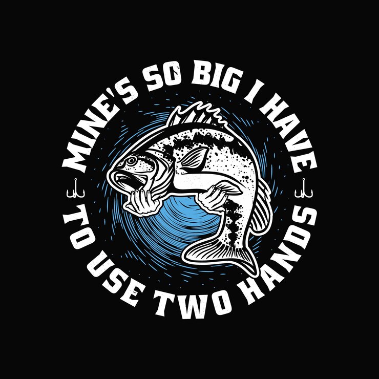 Vector cita divertida de pesca diseño de camiseta minas tan grandes que tengo que usar dos manos camiseta