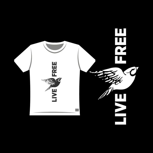 Cita gratuita en vivo en blanco y negro para camiseta estampada