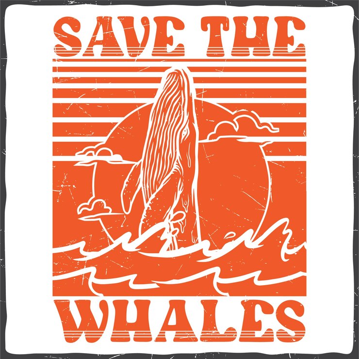 Vector cita de impresión de tipografía de ballenas cita de diseño de camiseta vintage retro vector