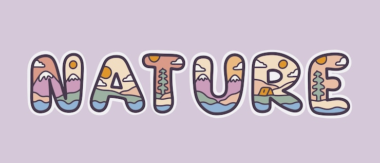 Vector cita de letra de naturaleza con diseño de campamento de naturaleza en el interior para pegatina de camiseta y otro uso