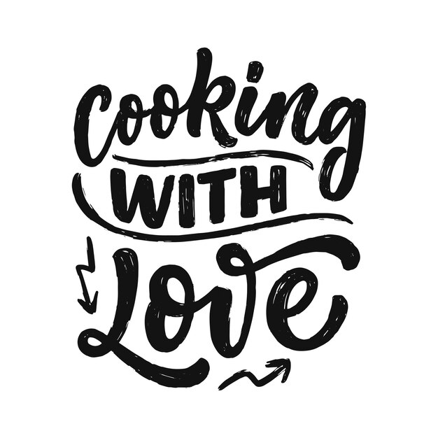 Cita de letras dibujadas a mano en estilo de caligrafía moderna sobre la cocina.
