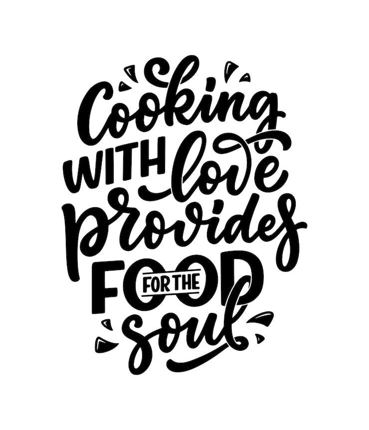 Vector cita de letras dibujadas a mano en estilo de caligrafía moderna sobre cocina.