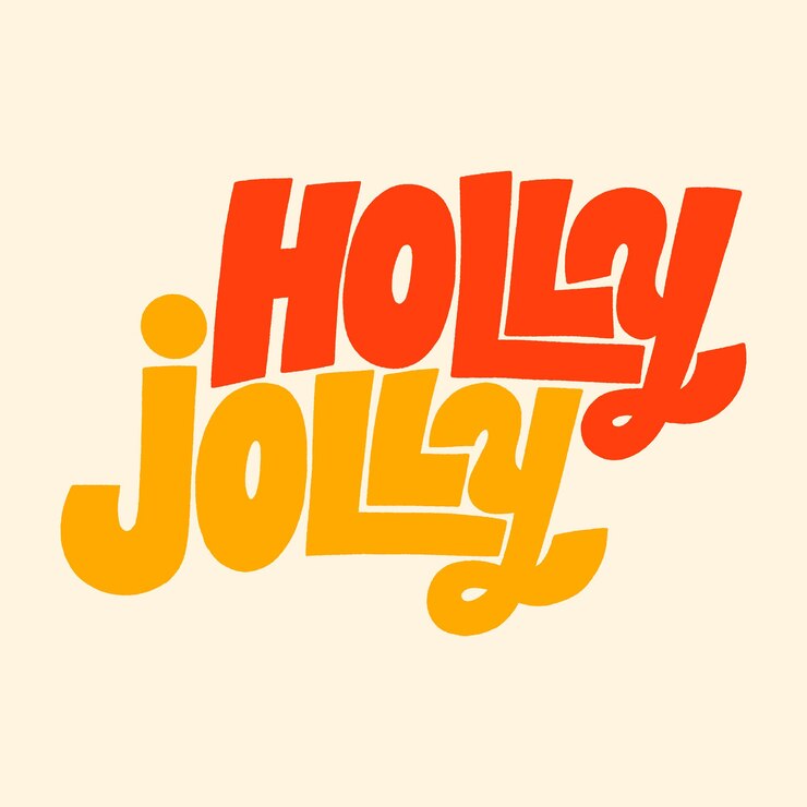 Vector cita de letras dibujadas a mano de holly jolly