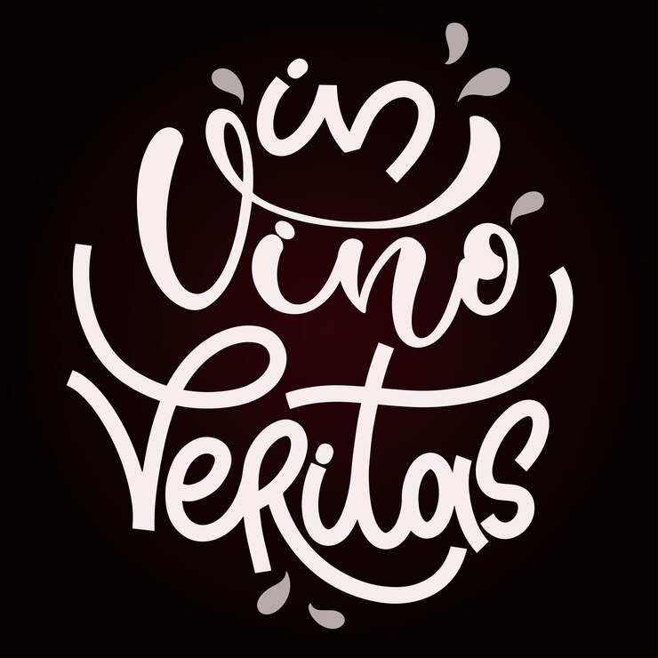Vector cita de letras de mano de vector de vino. in vino veritas - cita latina en el vino hay verdad. tipografía inspiradora para bar, menú de pub, impresiones, etiquetas y diseño de logotipos.