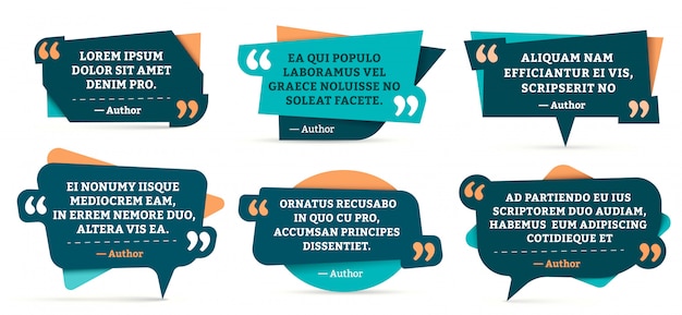 Cita marcos de comentarios. Conjunto de plantillas de comentarios de citas, citas y citas de citas