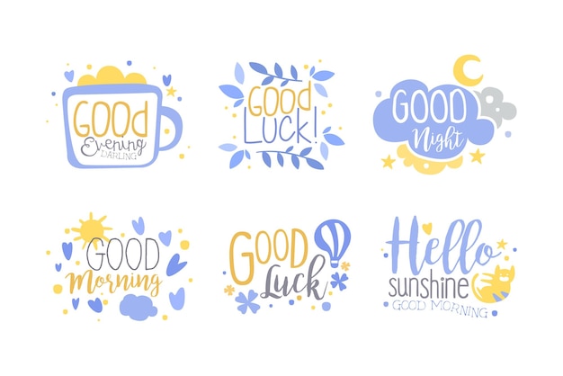 Cita motivacional y de saludo e inscripción como inspiración Conjunto vectorial de tipografía