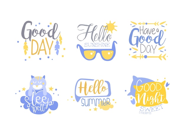 Cita motivacional y de saludo e inscripción como inspiración Conjunto vectorial de tipografía