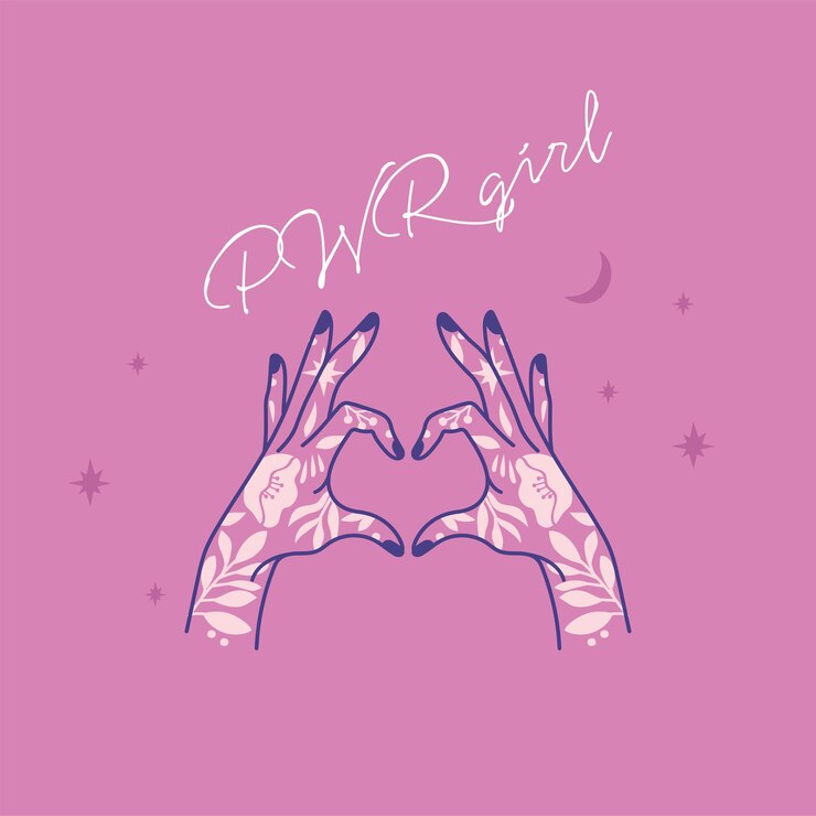 Vector cita de poder femenino. símbolo de la moda de icono con la mano femenina tatuada. lema del feminismo. mujer a la derecha.