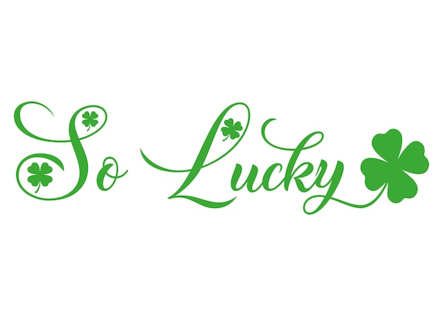 Cita de la suerte Ilustración de vector de trébol irlandés verde de cuatro hojas