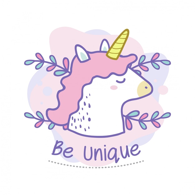 Sé una cita única del lindo doodle de unicornio