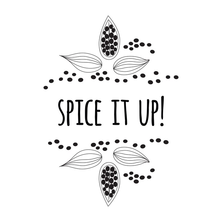 Vector citar spice it up ilustración de vector de estilo sketch con decoración de cardamomo marco elemento de diseño de alimentos