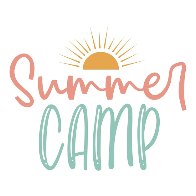 Citas coloridas de verano campamento de verano tipografía svg archivos recortados diseño de camiseta con vector de amanecer