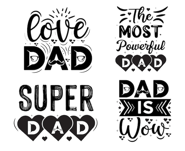 Vector citas del día del padre ilustración vectorial letras de tipo dibujado a mano