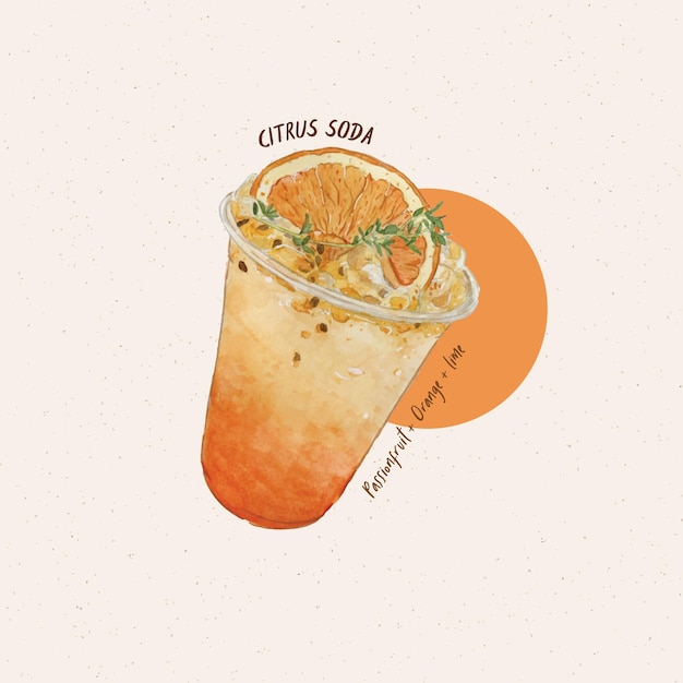 Vector cítricos soda fruta de la pasión limón lima ilustración