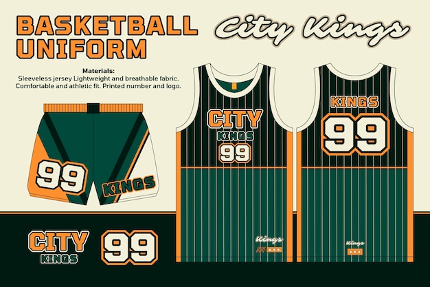 City kings basketball uniform design