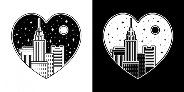 City love badge monoline design