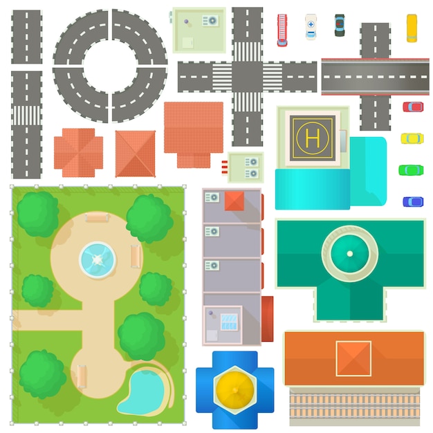 City map constructor en estilo de dibujos animados