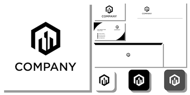 ciudad de arquitectura de combinación de construcción de empresa con plantilla de identidad de marca