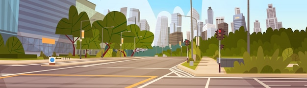 Ciudad Calle Rascacielos Edificios Vista de la ciudad Paisaje urbano moderno Centro vacío