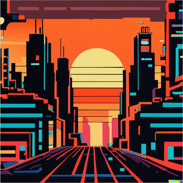 Ciudad de los fallos cyberpunk pixel art realities