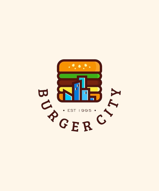 ciudad de hamburguesas logotipo de la ciudad de hamburguesas moderno y simple
