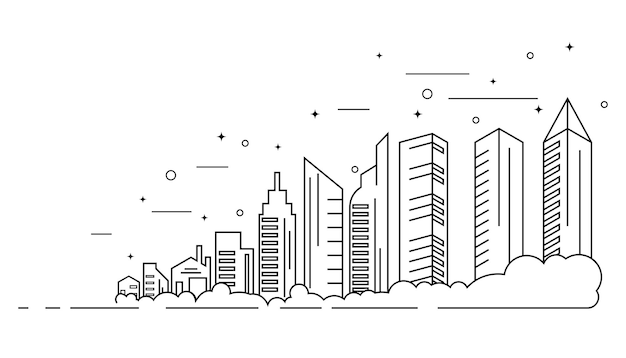 Ciudad horizonte ciudad silueta vector ilustración en diseño plano