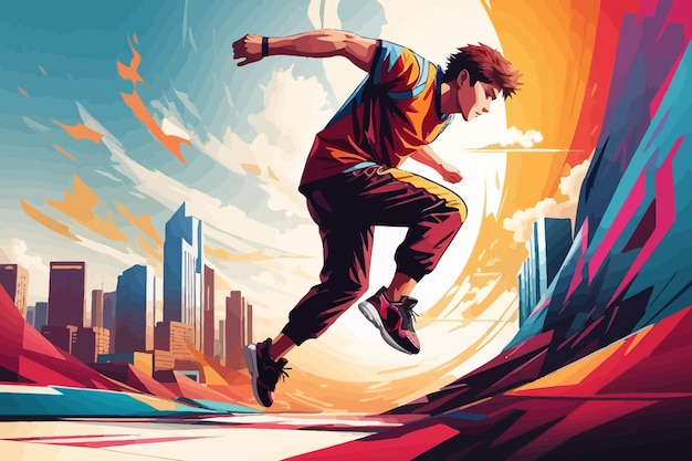 Vector ciudad de la ilustración del parkour