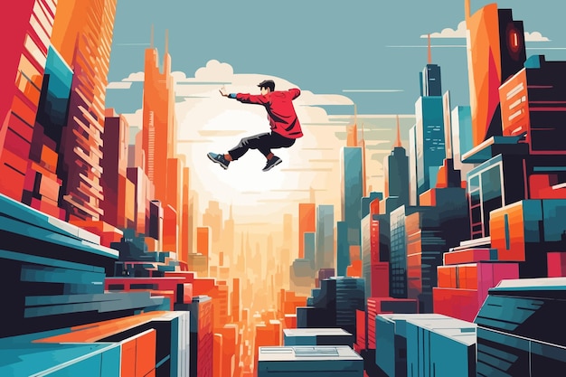 Vector ciudad de la ilustración del parkour