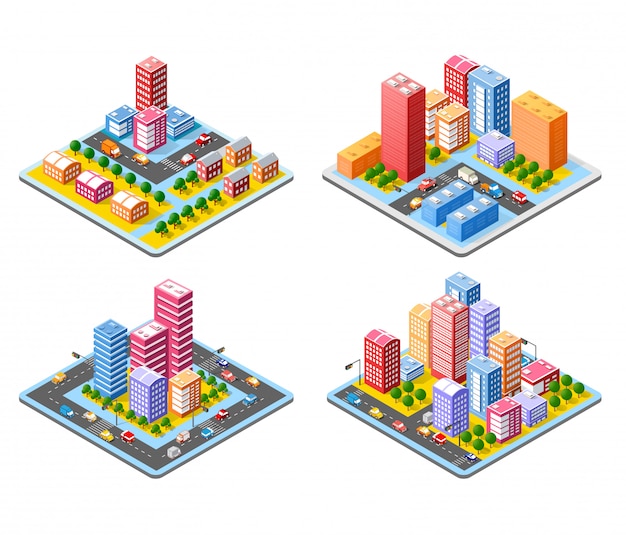 Ciudad isométrica 3d colorido
