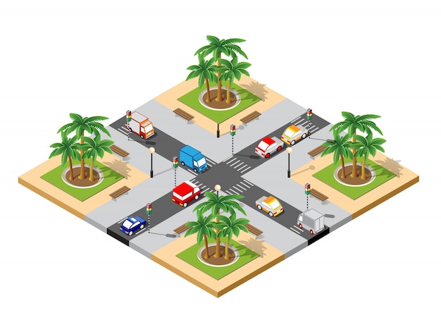 Ciudad isométrica intersección 3D