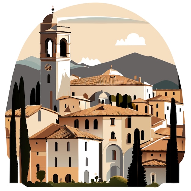Ciudad italiana toscana ultra alta dtails ilustración vectorial