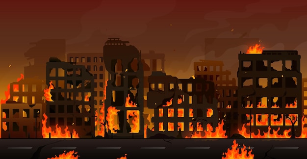 La ciudad en llamas dañó edificios destruyó casas