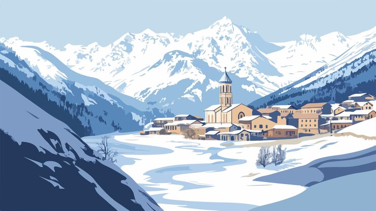 Vector una ciudad en la nieve