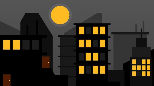 Ciudad nocturna minimalista con formato EPS editable