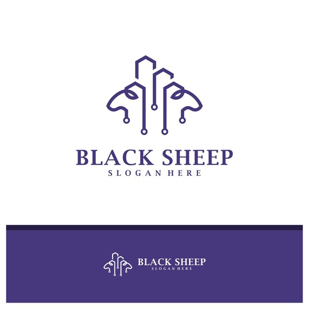 Ciudad con vector de diseño de logotipo de cabeza de oveja Ilustración de plantilla de conceptos de logotipo de oveja creativa