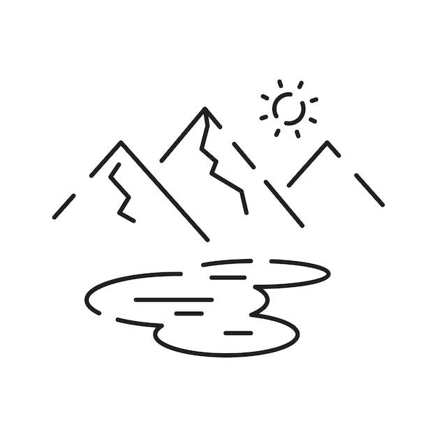 Ciudad vectorial o paisaje natural ilustración vectorial en estilo lineal Edificios y nubes Temporada de primavera de verano