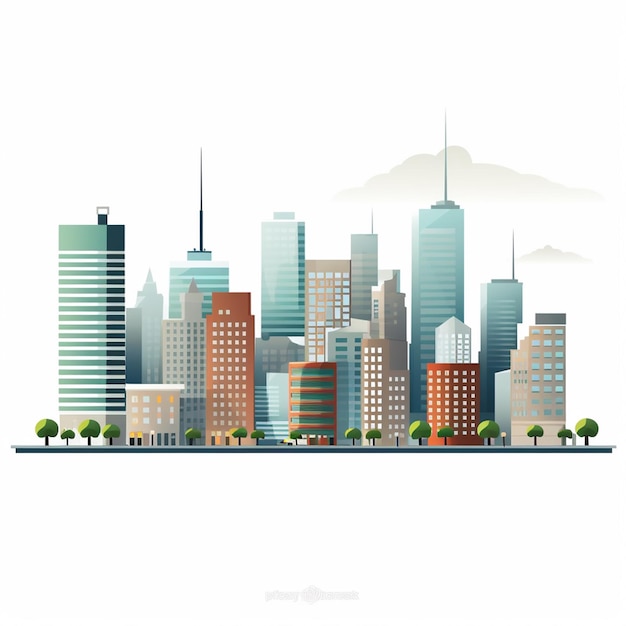 ciudad vectorial paisaje urbano ilustración edificio ciudad skyline moderno rascacielos fondo